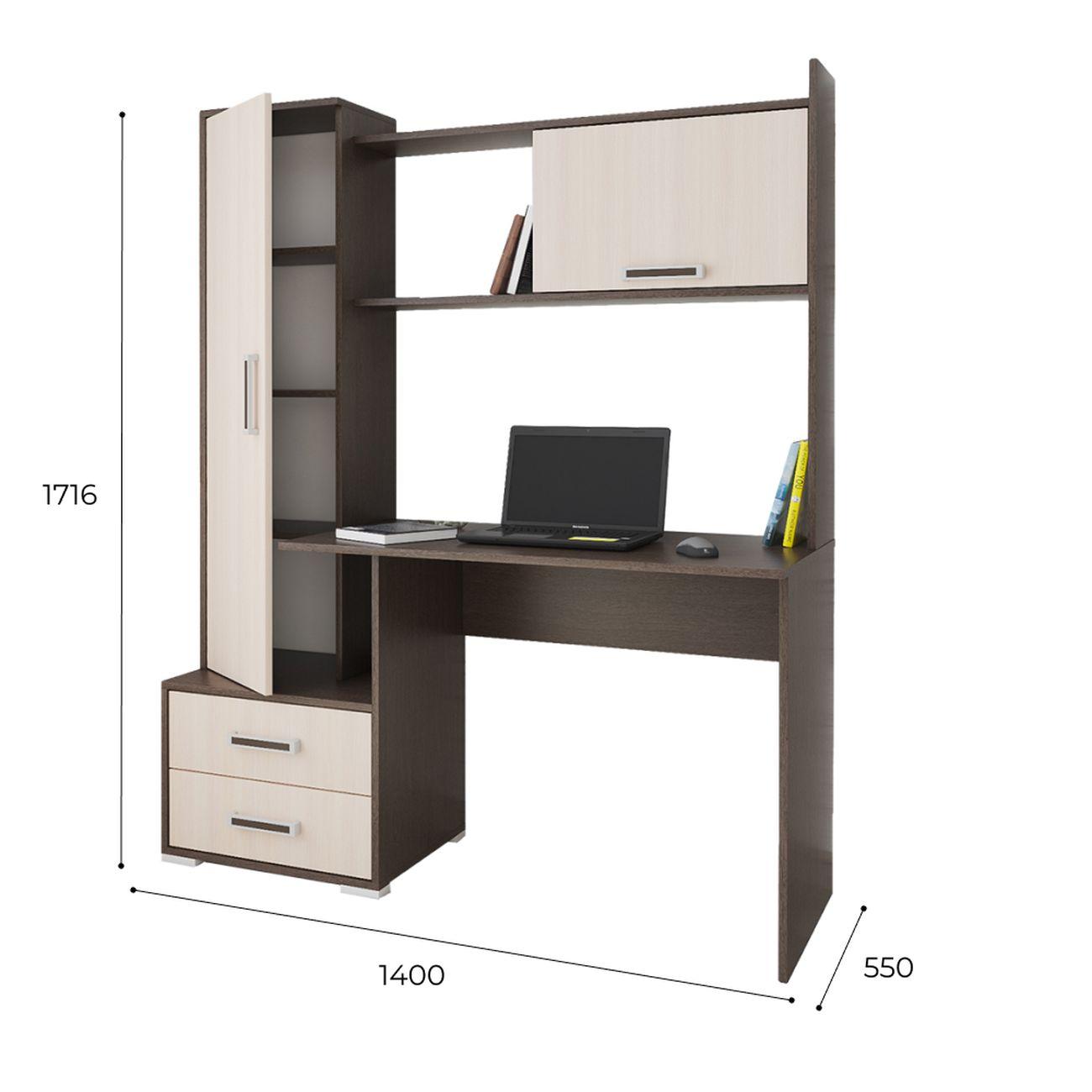 Стол компьютерный ТЭКС мебель Квартет-9, венге/дуб молочный