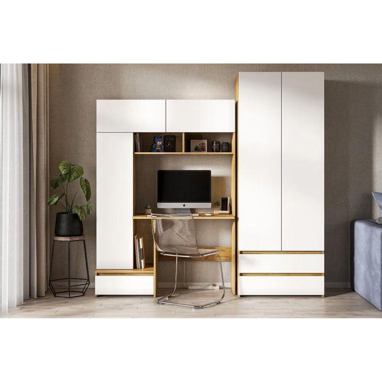 Стол компьютерный Арника мебель Некст 1, дуб золотой/белый