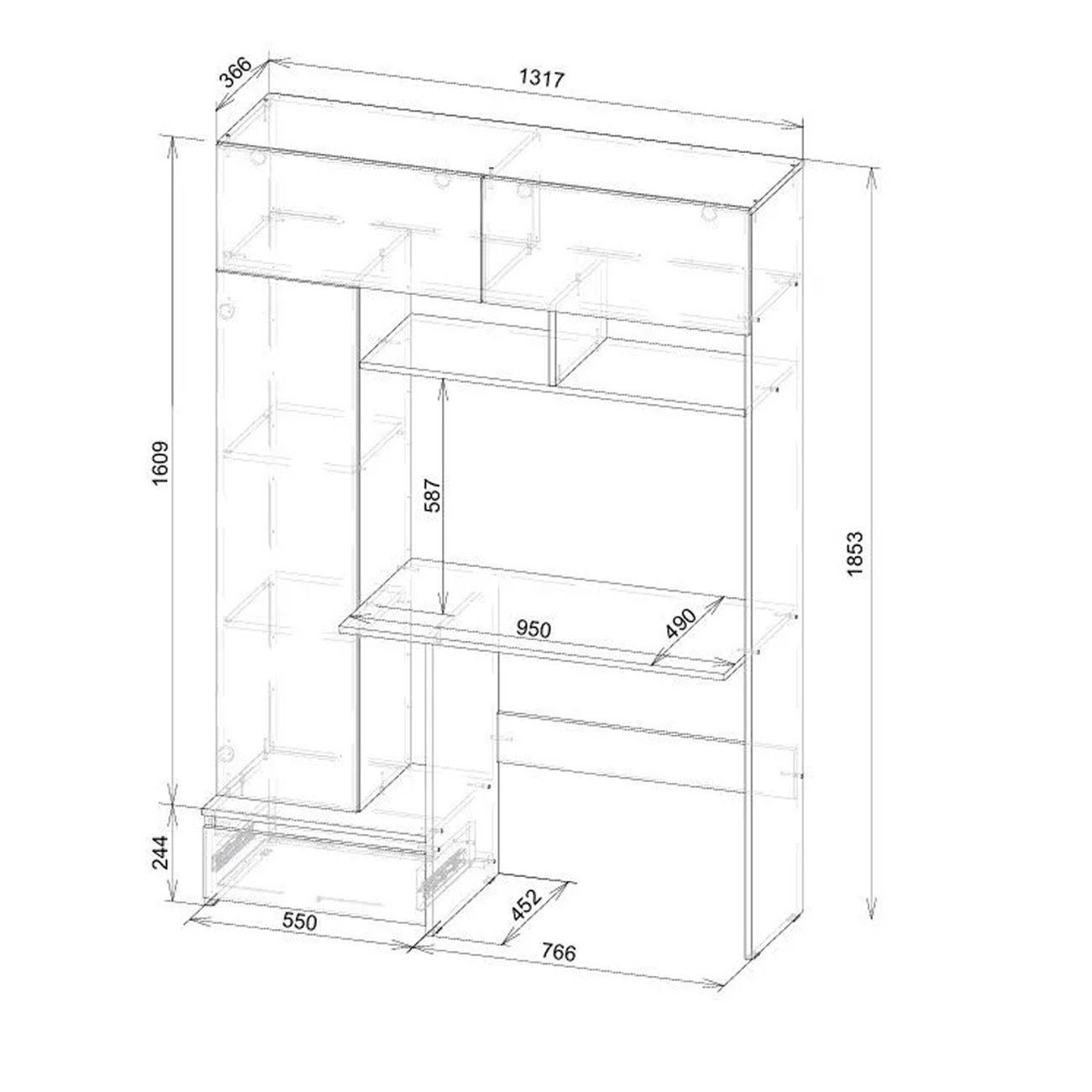 Стол компьютерный Арника мебель Некст 1, дуб золотой/белый