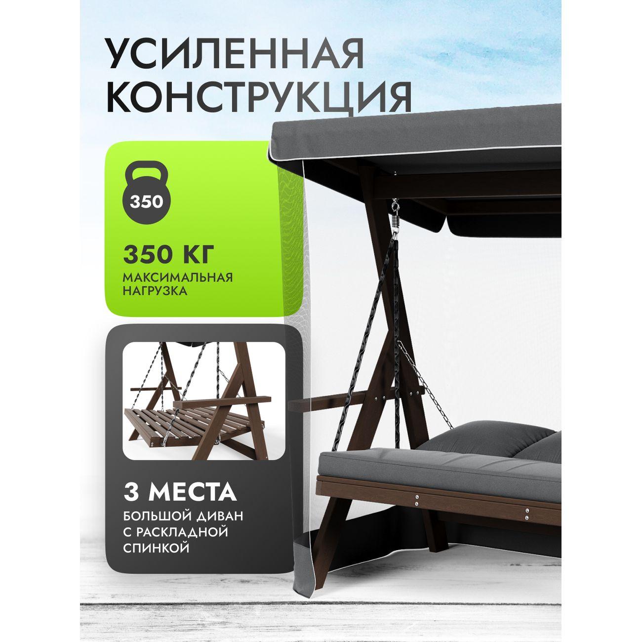 Качеля Timber Fort Brixton 3x premium с москитной сеткой, серый