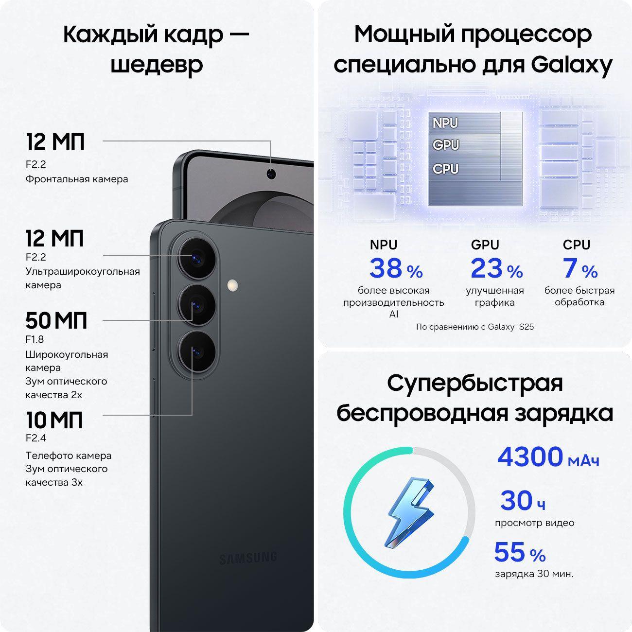 Смартфон SAMSUNG Galaxy S26 12/256GB черный