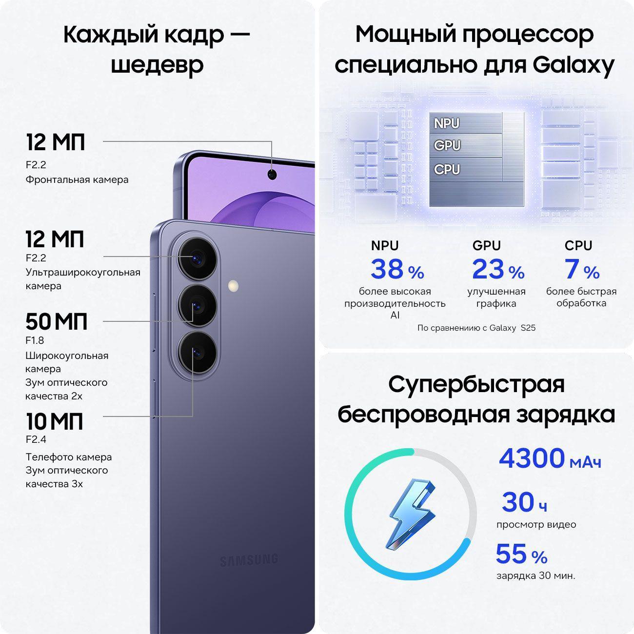 Смартфон SAMSUNG Galaxy S26 12/256GB фиолетовый
