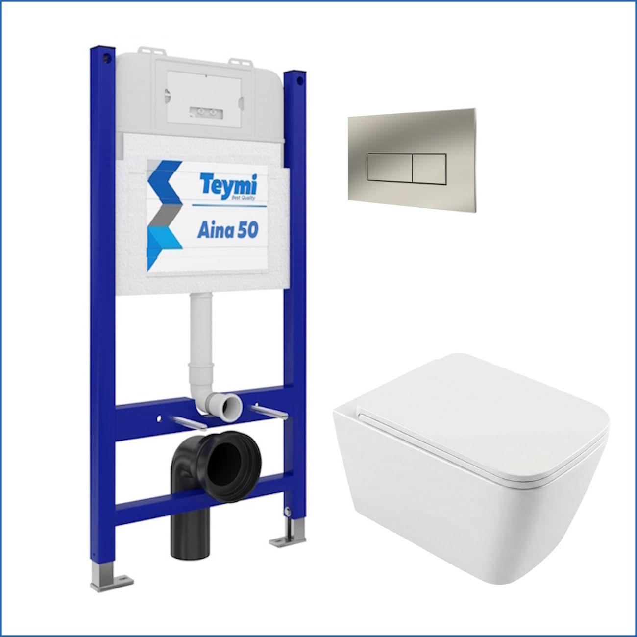 Комплекты для монтажа унитаза Teymi Helmi PP кнопка нержавеющая сталь F17271