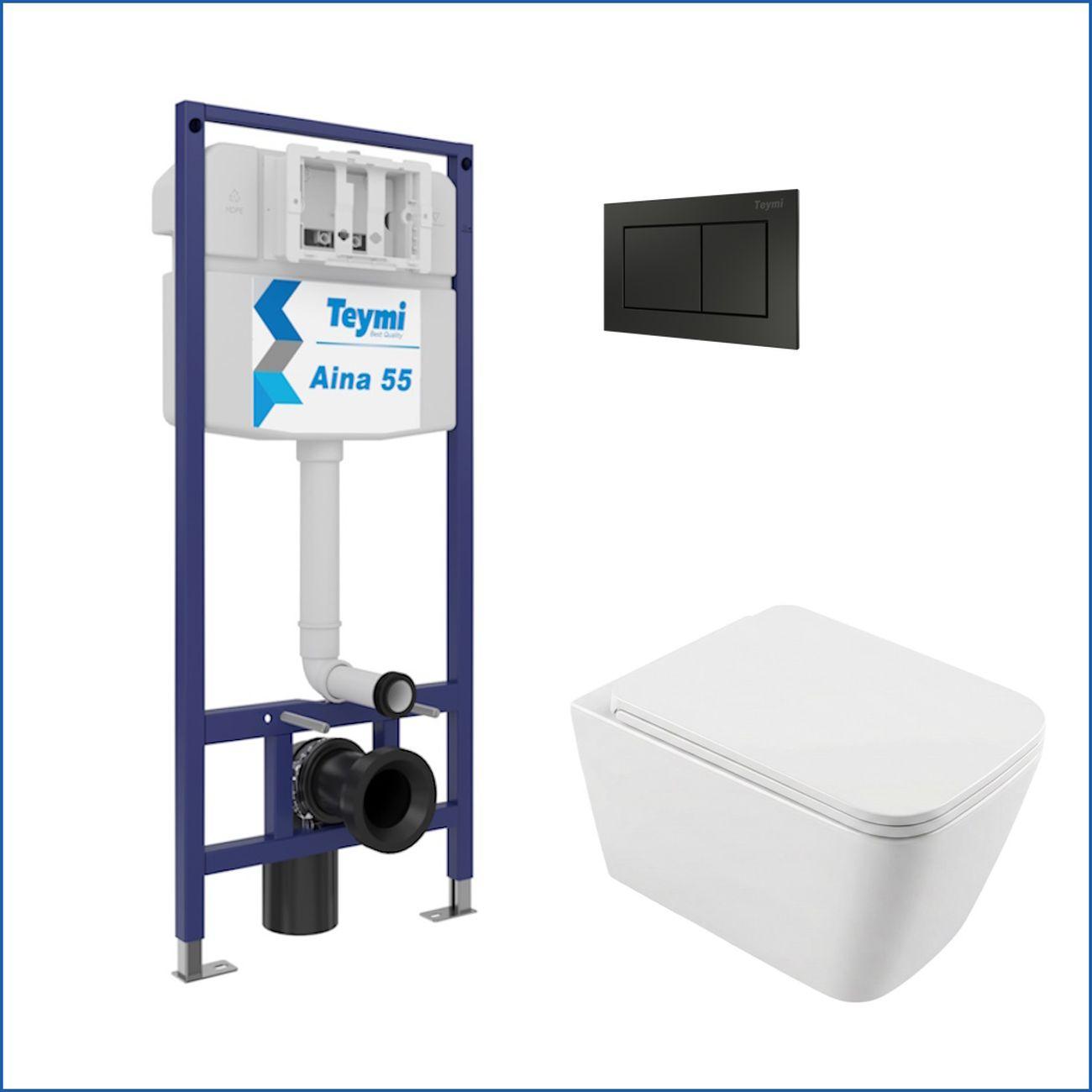 Комплекты для монтажа унитаза Teymi Helmi PP кнопка черная F17305