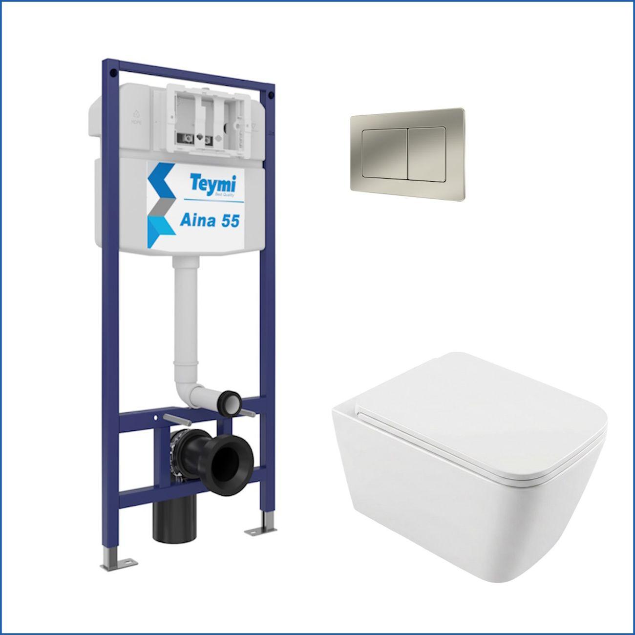 Комплекты для монтажа унитаза Teymi Helmi PP кнопка нержавеющая сталь F17307