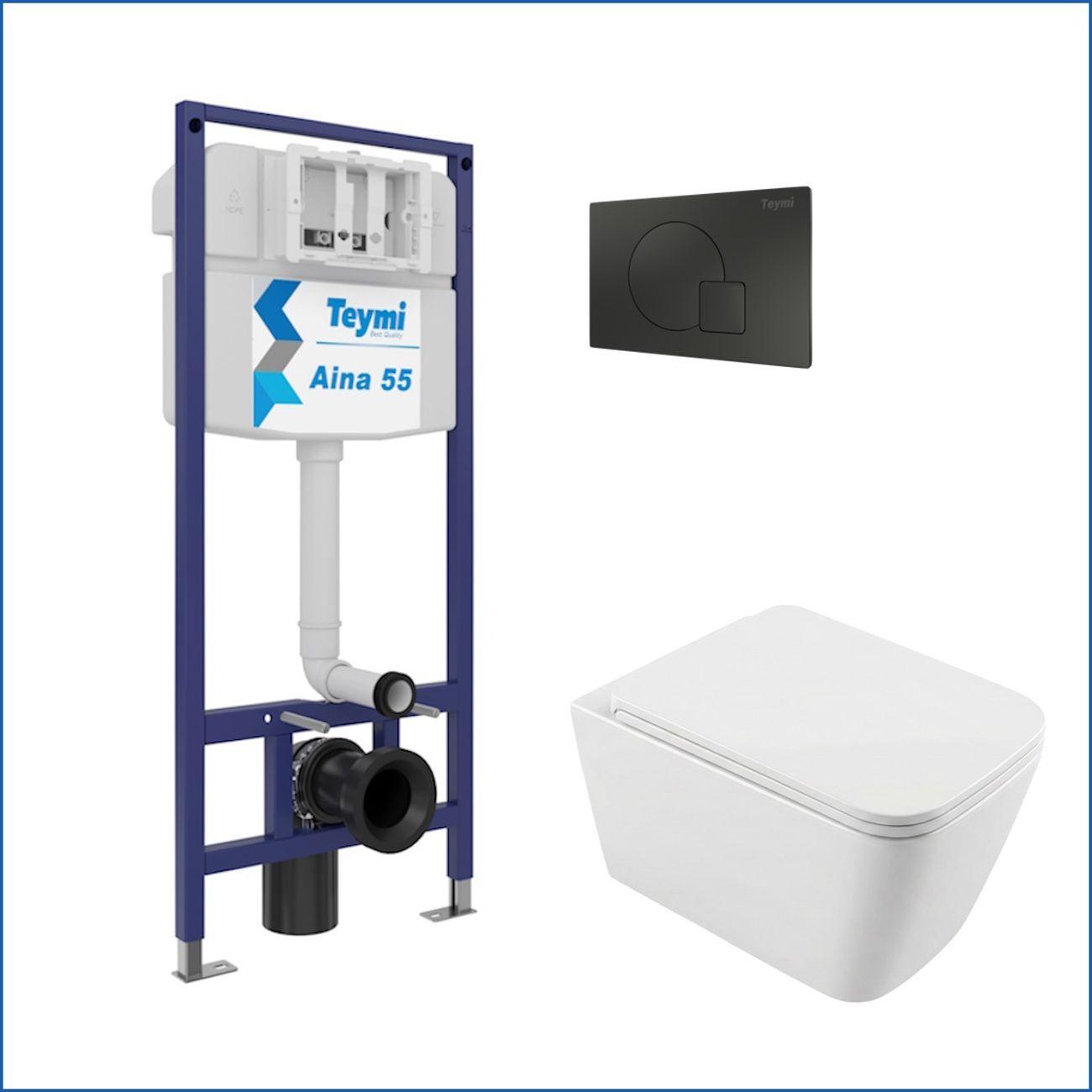 Комплекты для монтажа унитаза Teymi Helmi PP кнопка черная F17312