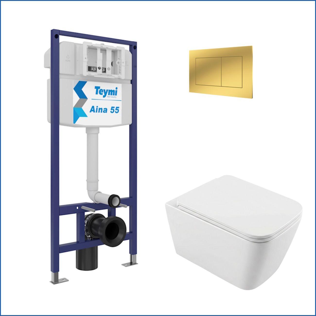 Комплекты для монтажа унитаза Teymi Helmi PP кнопка золото F17314