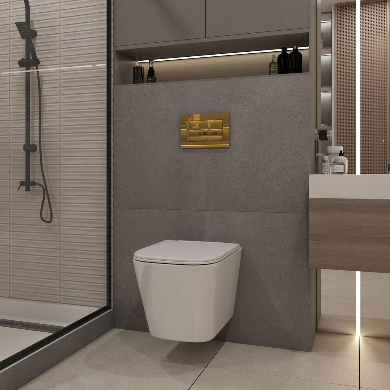 Комплекты для монтажа унитаза Teymi Helmi PP кнопка золото F17314