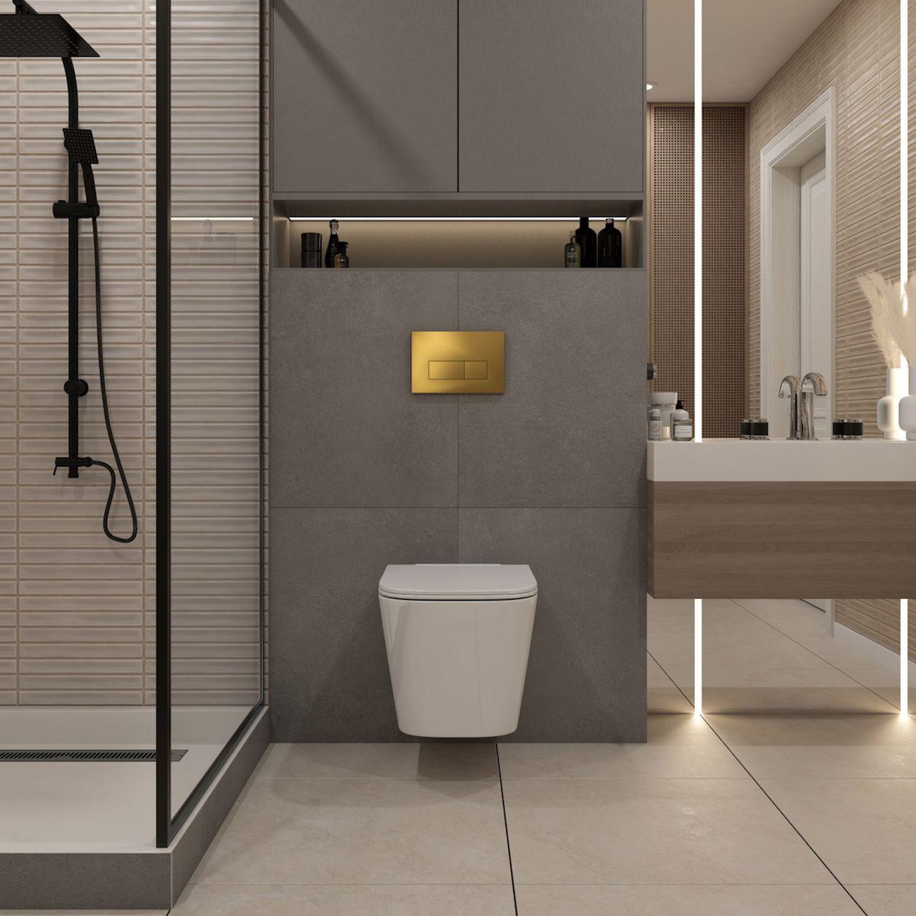 Комплекты для монтажа унитаза Teymi Helmi PP кнопка золото F17315