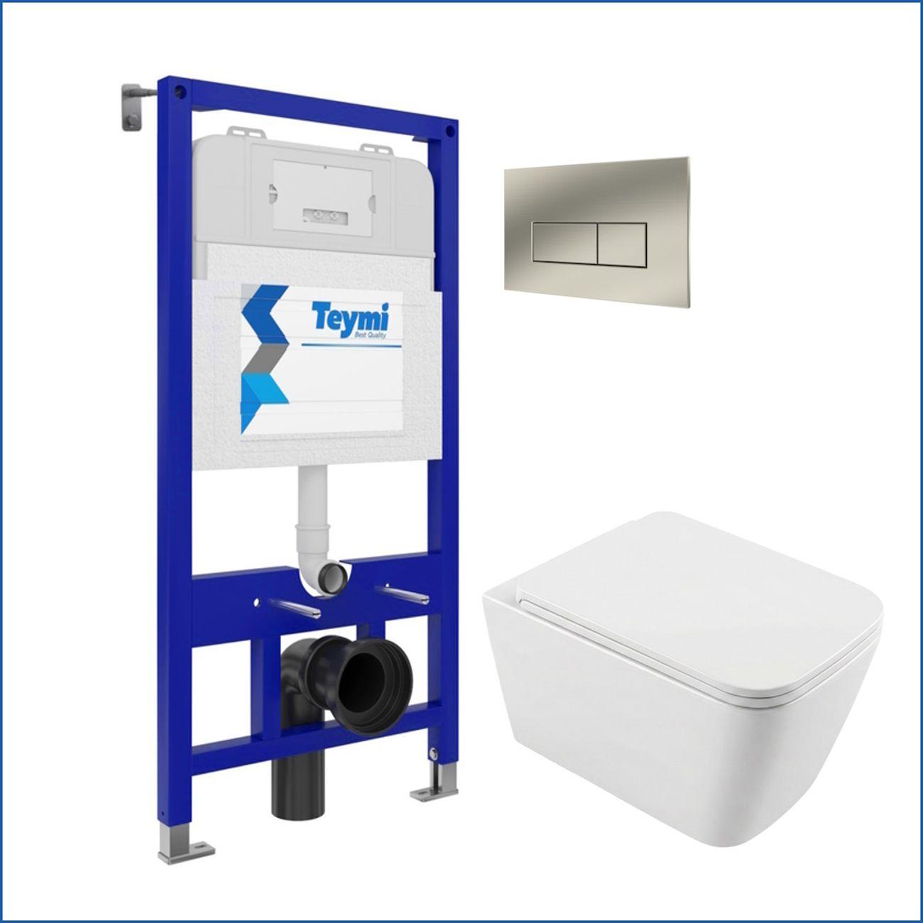 Комплекты для монтажа унитаза Teymi Helmi PP кнопка нержавеющая сталь F17247