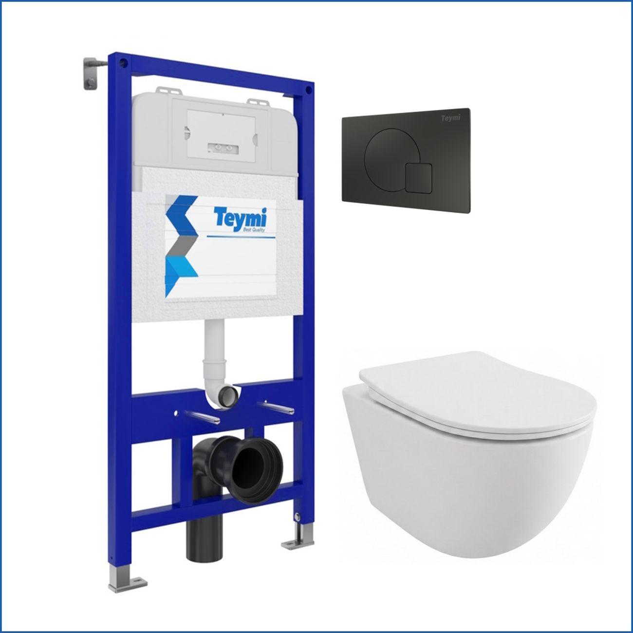 Комплекты для монтажа унитаза Teymi Lina PP кнопка черная F17168