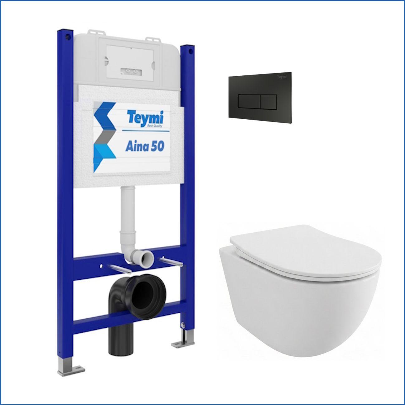 Комплекты для монтажа унитаза Teymi Lina PP кнопка черная F17173