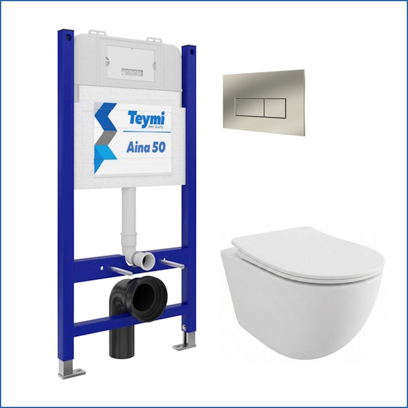 Комплекты для монтажа унитаза Teymi Lina PP кнопка нержавеющая сталь F17175