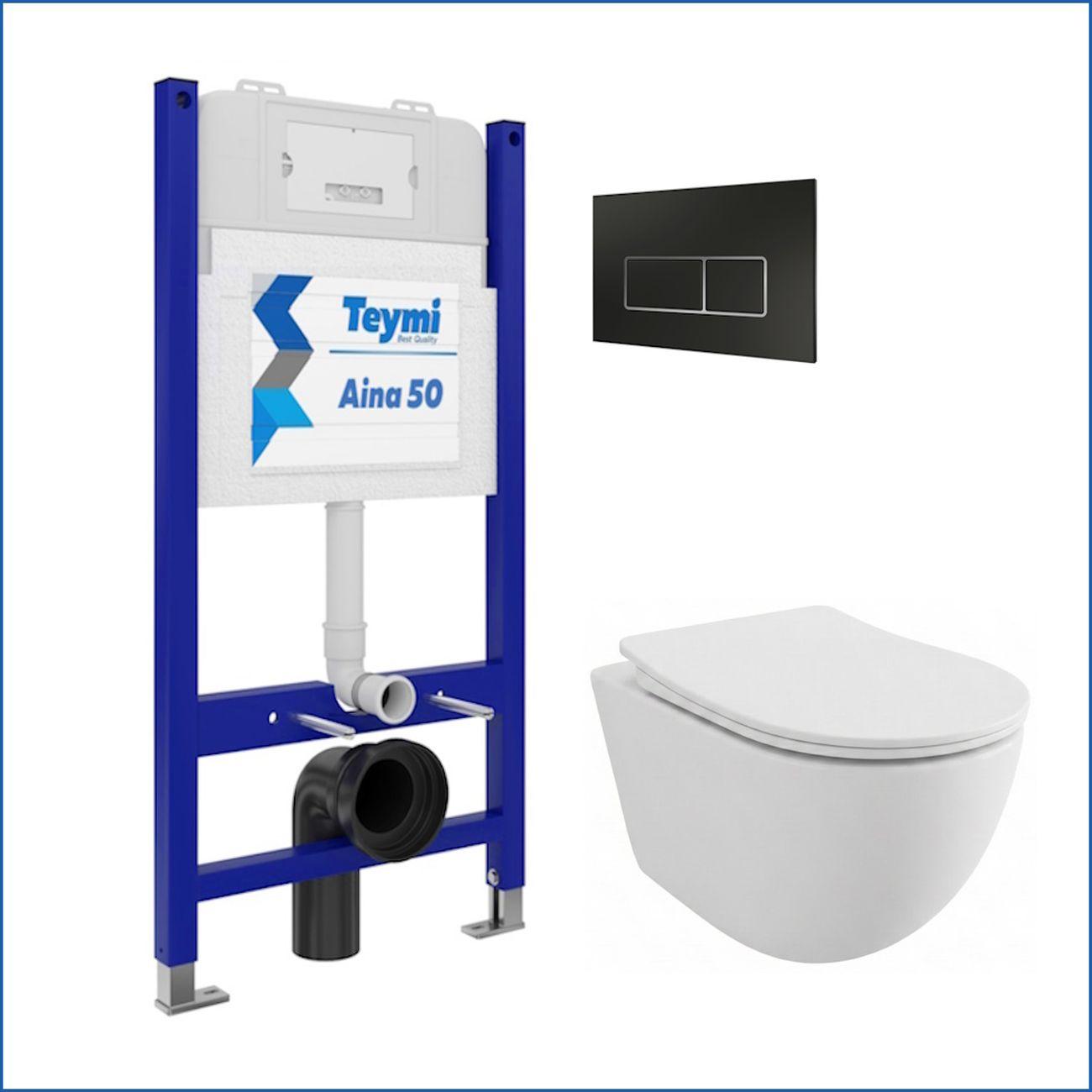 Комплекты для монтажа унитаза Teymi Lina PP кнопка черная/хром F17176