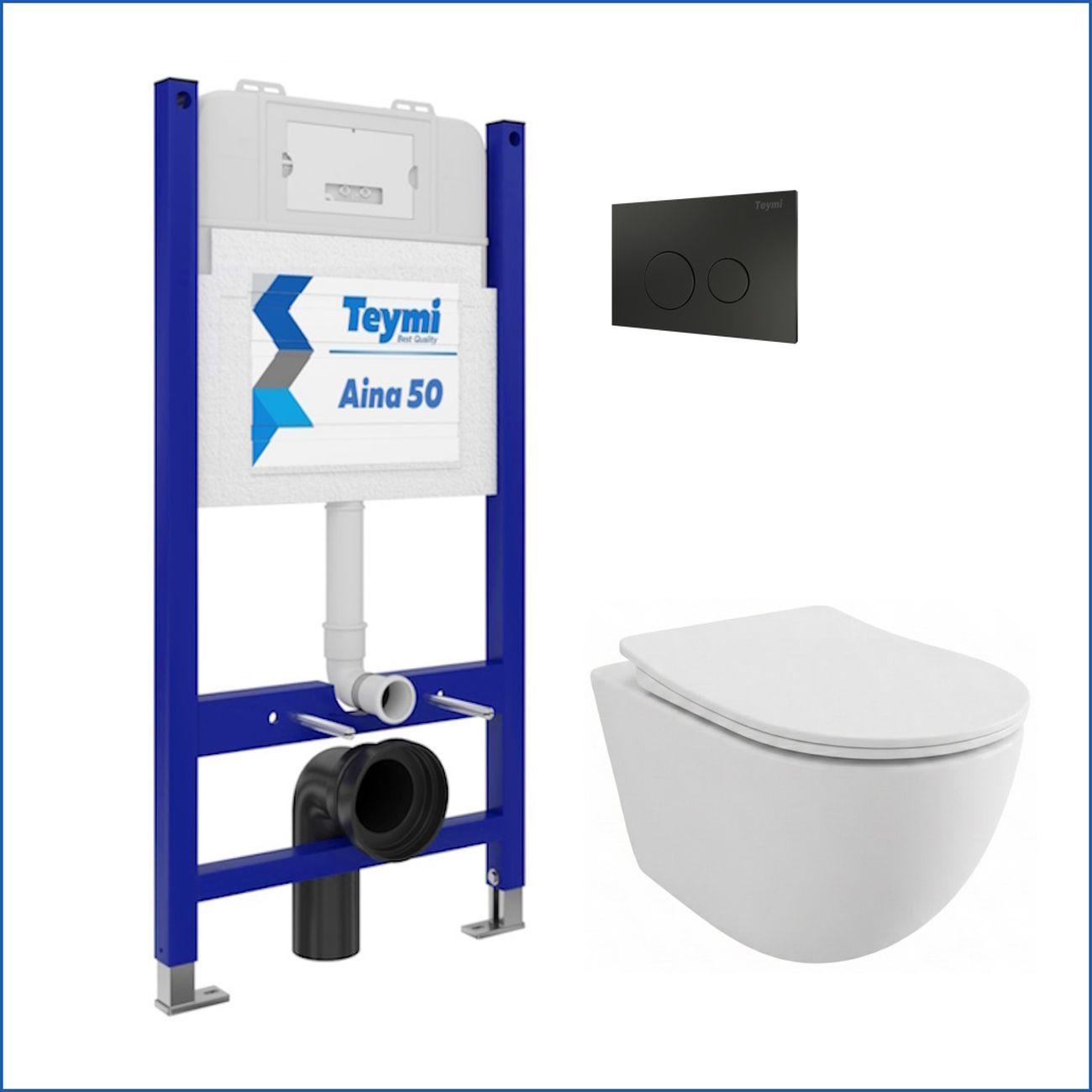 Комплекты для монтажа унитаза Teymi Lina PP кнопка черная F17179