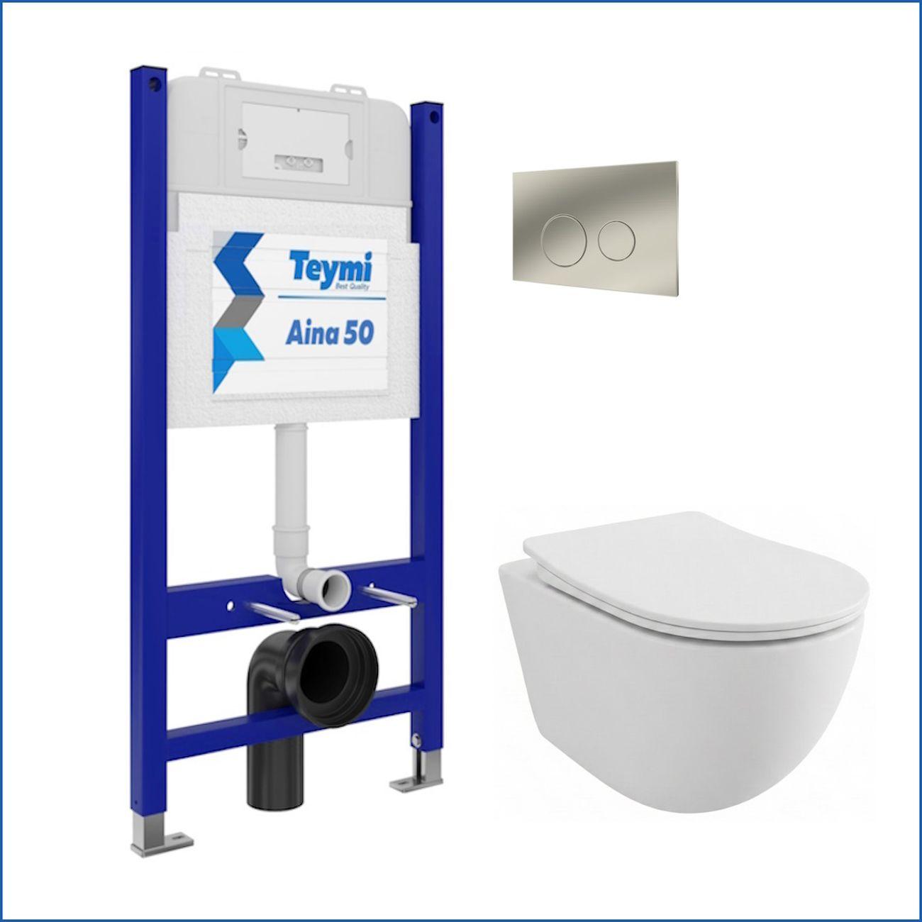 Комплекты для монтажа унитаза Teymi Lina PP кнопка нержавеющая сталь F17181