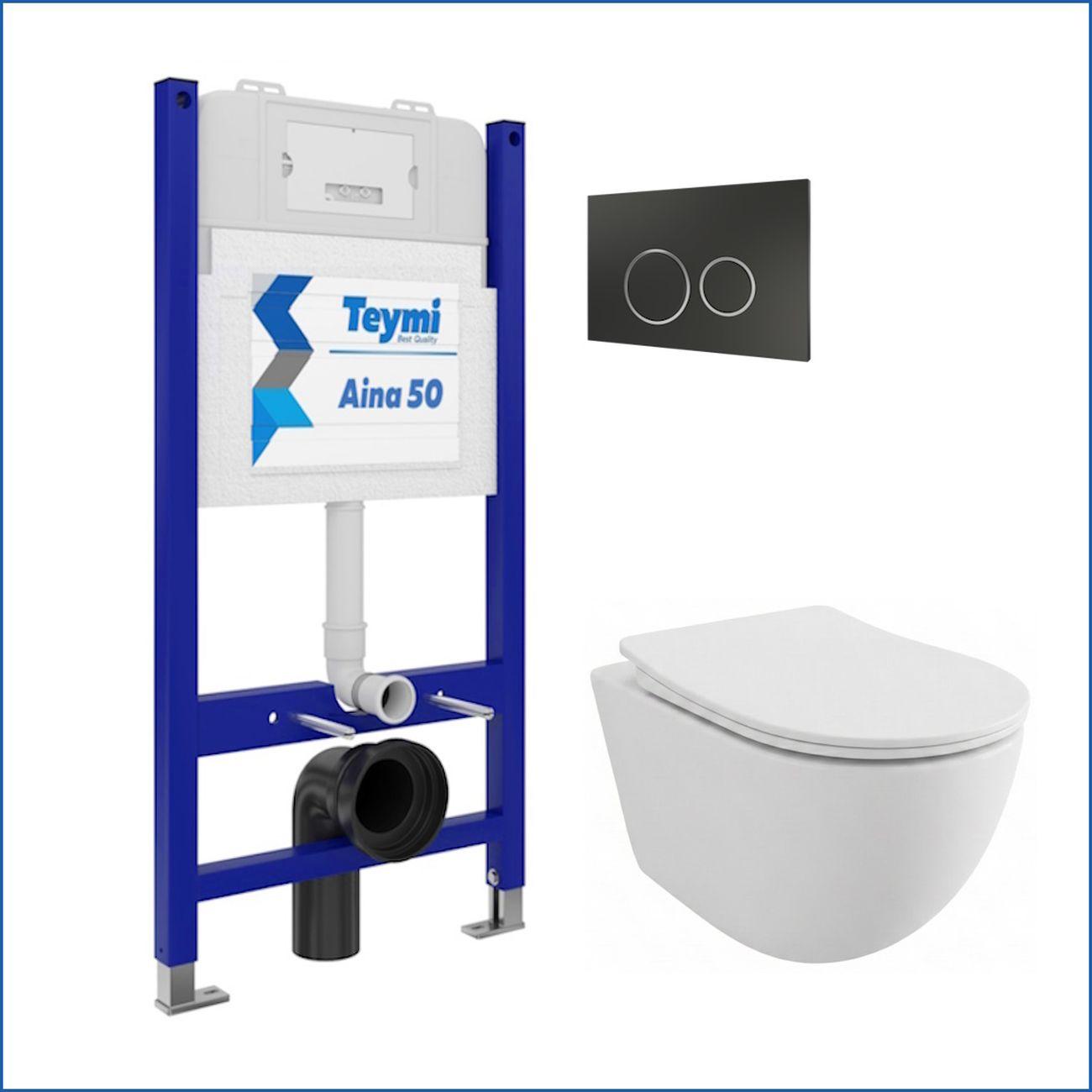 Комплекты для монтажа унитаза Teymi Lina PP кнопка черная/хром F17182