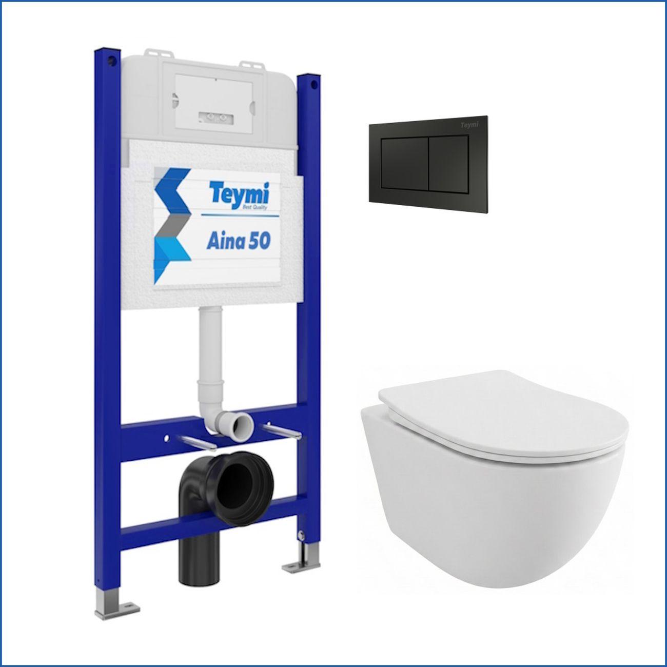 Комплекты для монтажа унитаза Teymi Lina PP кнопка черная F17185