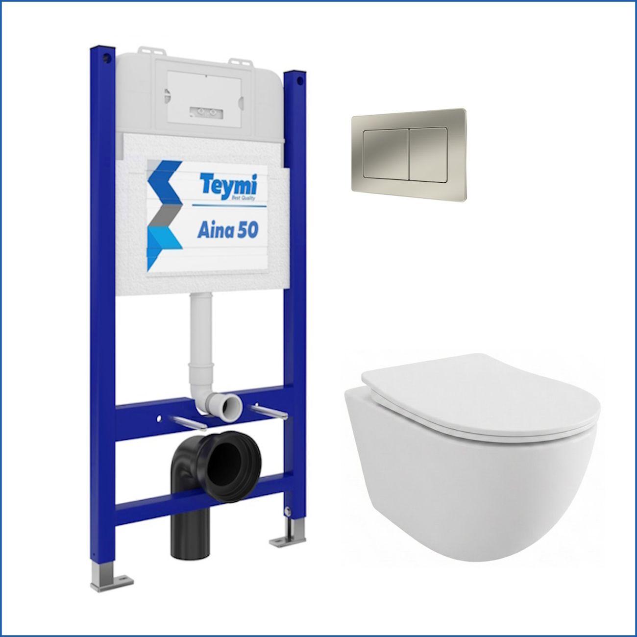 Комплекты для монтажа унитаза Teymi Lina PP кнопка нержавеющая сталь F17187