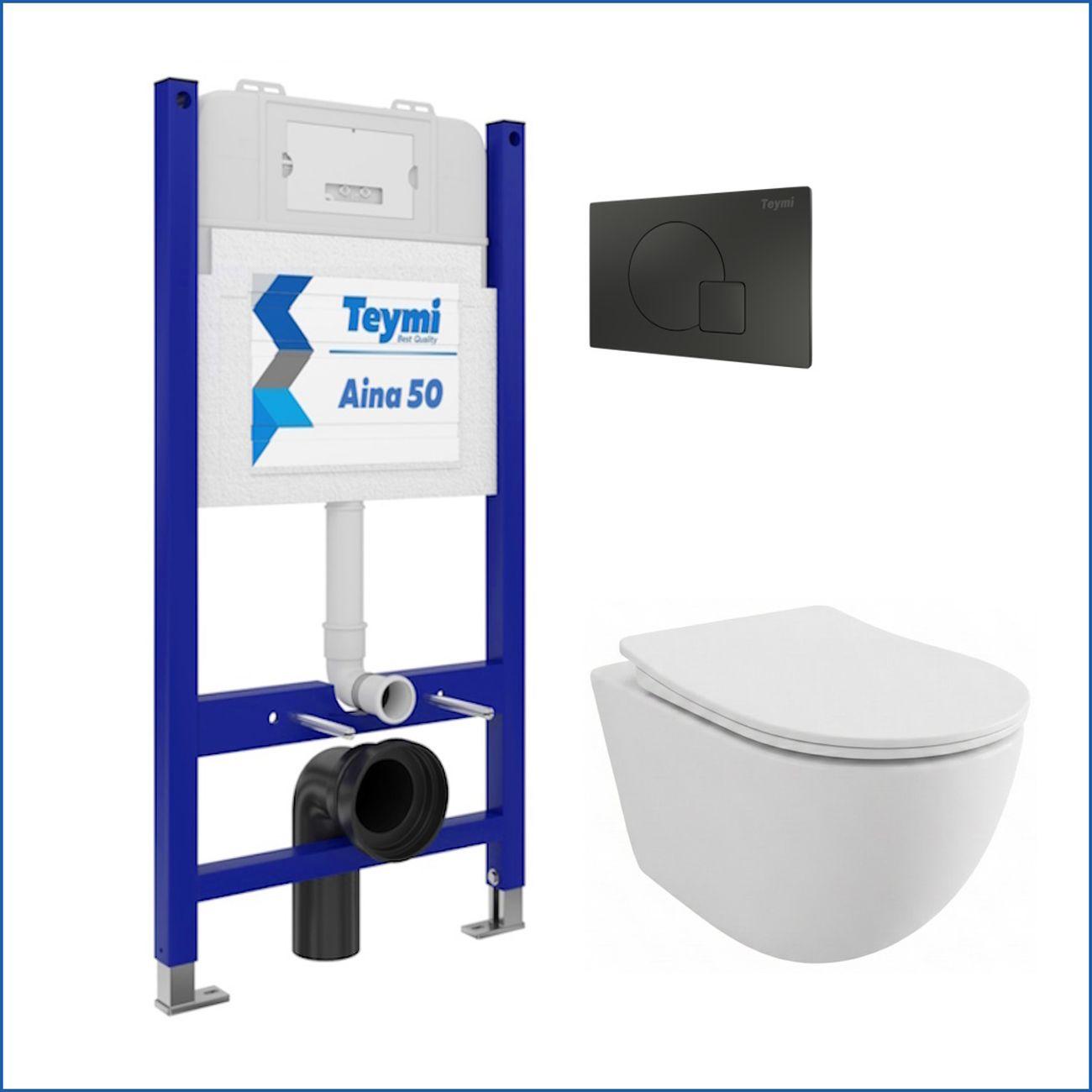 Комплекты для монтажа унитаза Teymi Lina PP кнопка черная F17192