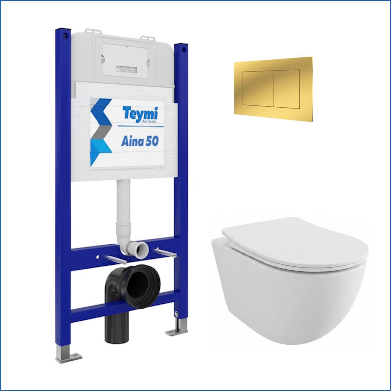 Комплекты для монтажа унитаза Teymi Lina PP кнопка золото F17194