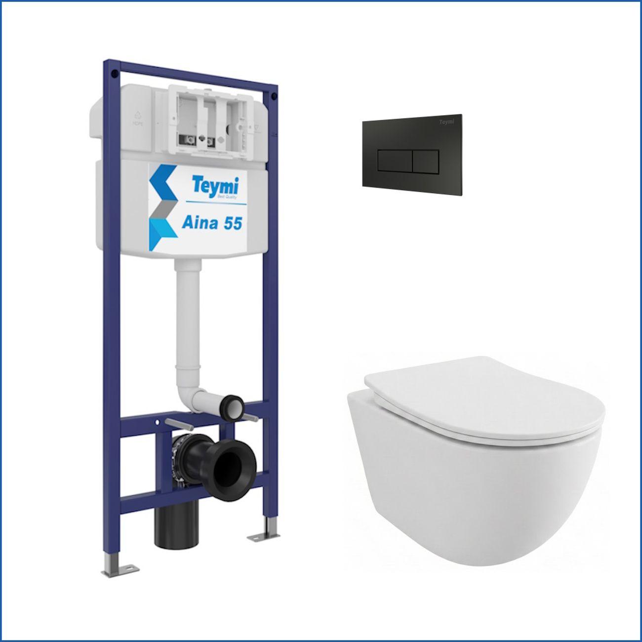 Комплекты для монтажа унитаза Teymi Lina PP кнопка черная F17197