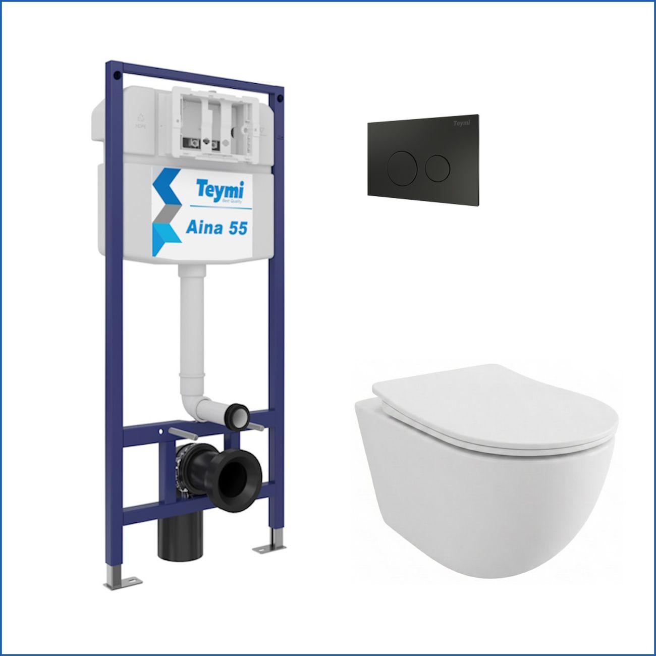 Комплекты для монтажа унитаза Teymi Lina PP кнопка черная F17203