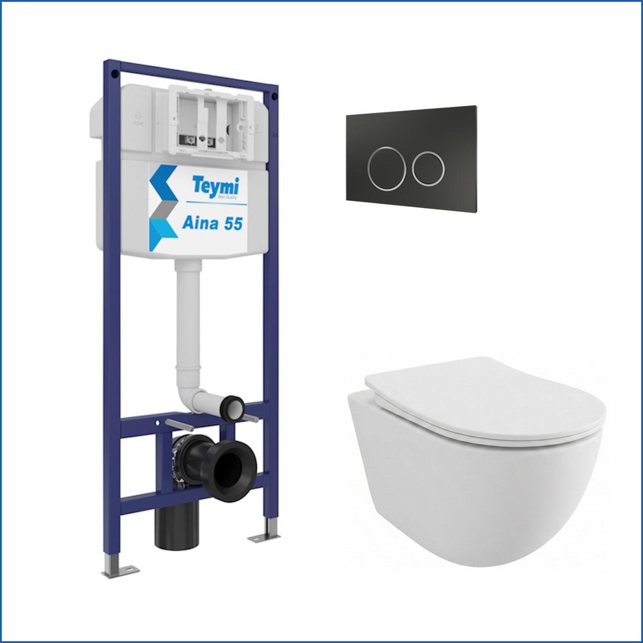 Комплекты для монтажа унитаза Teymi Lina PP кнопка черная/хром F17206