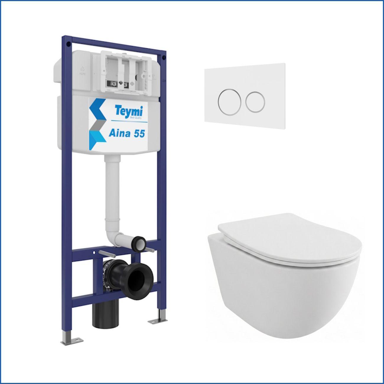 Комплекты для монтажа унитаза Teymi Lina PP кнопка белая/хром F17207