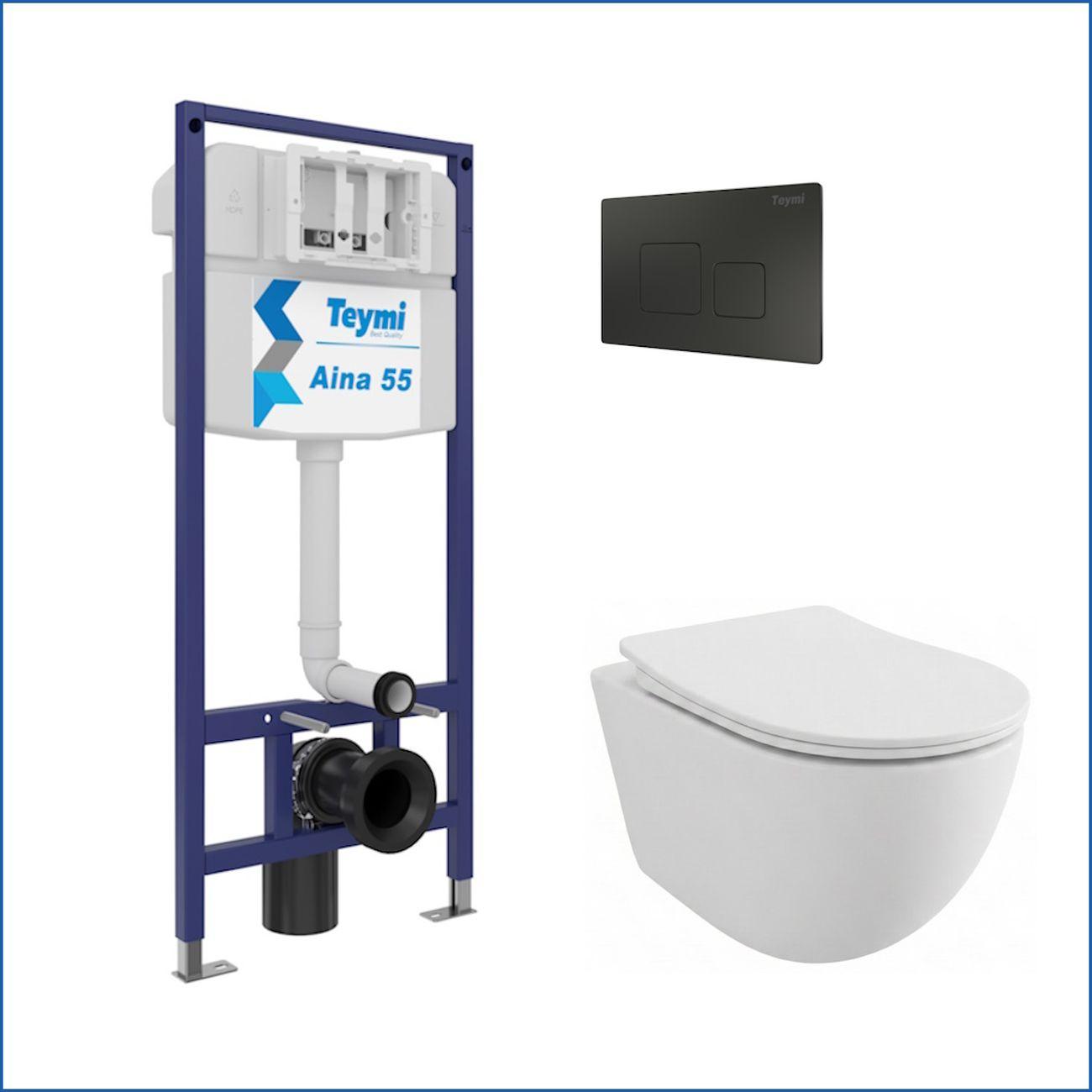 Комплекты для монтажа унитаза Teymi Lina PP кнопка черная F17213