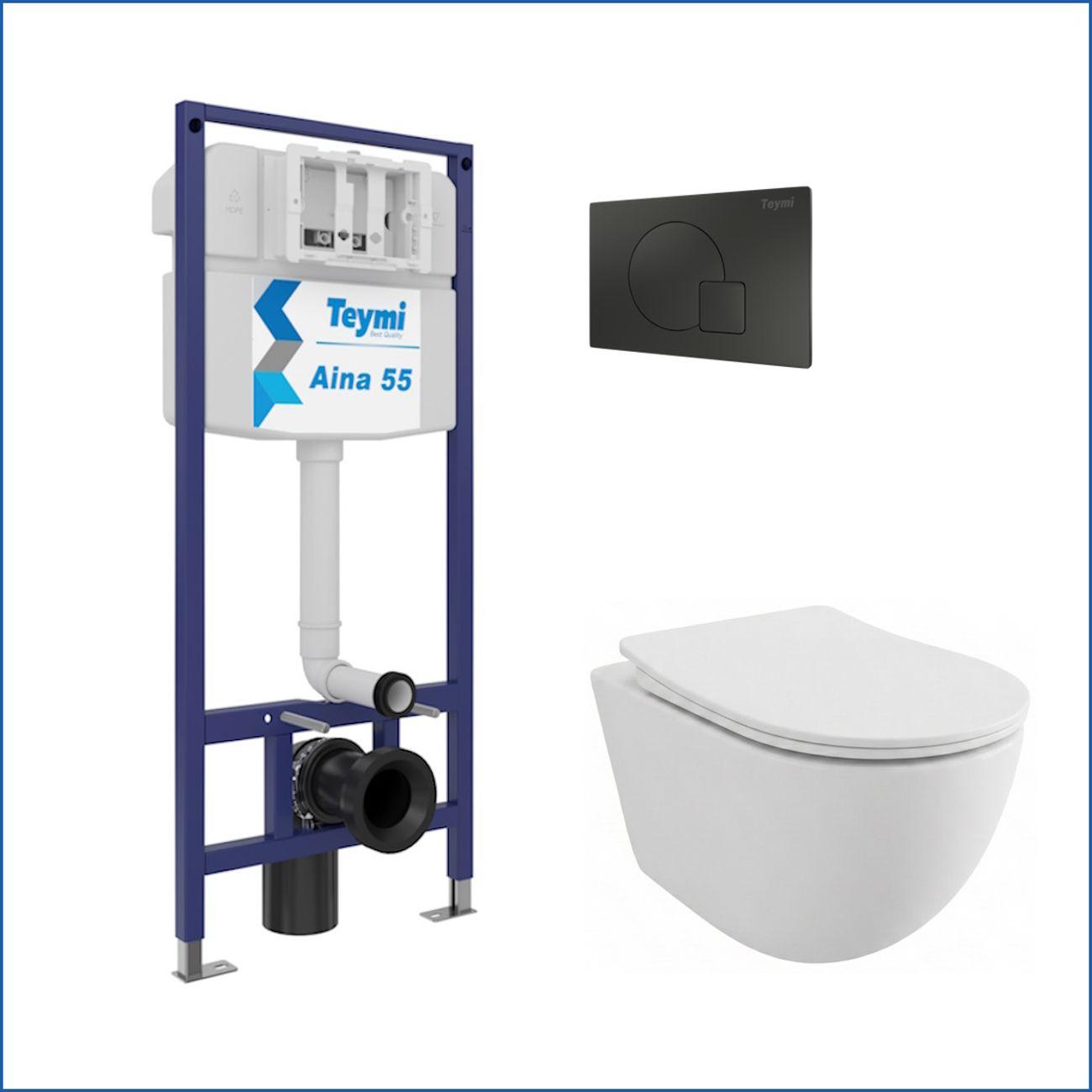 Комплекты для монтажа унитаза Teymi Lina PP кнопка черная F17216