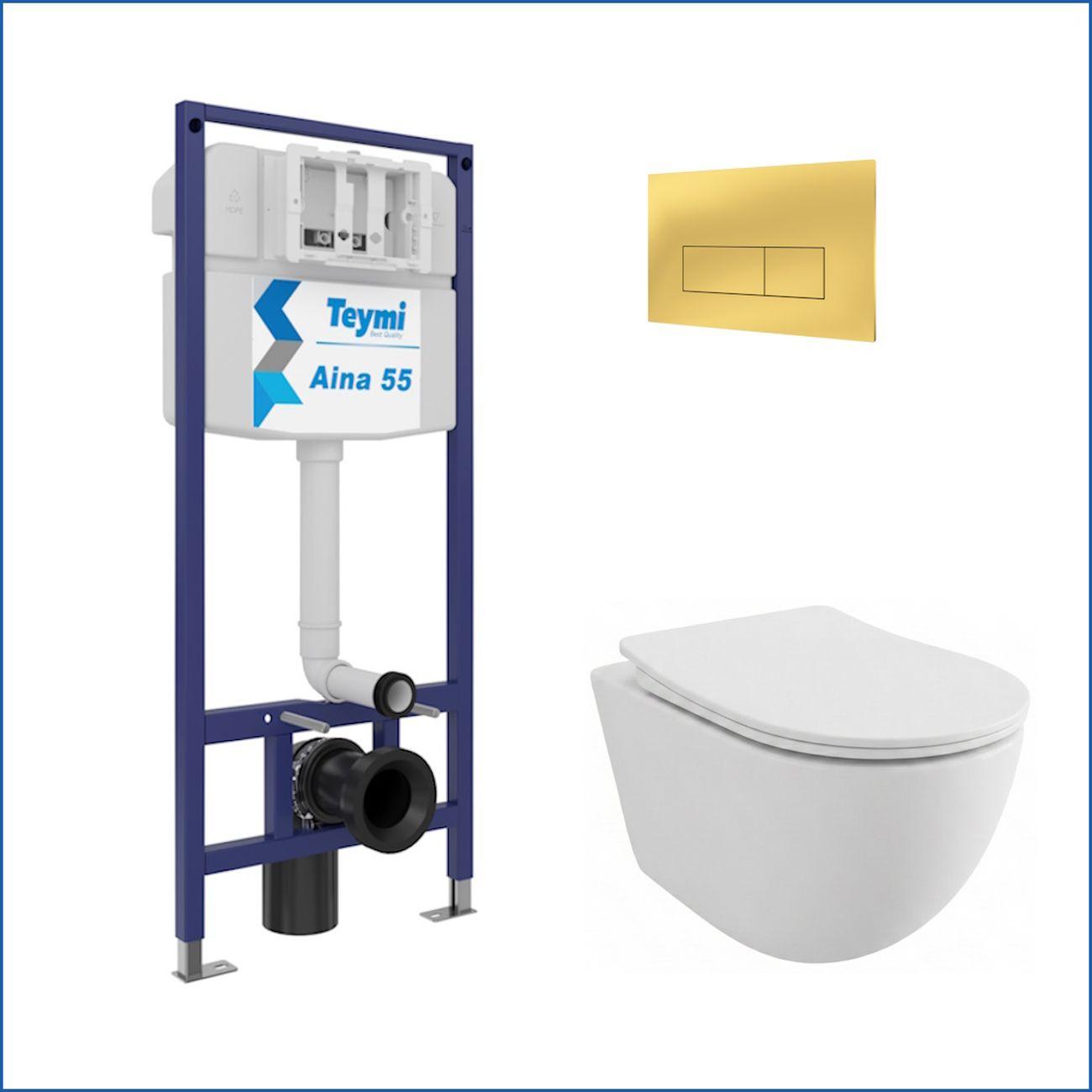 Комплекты для монтажа унитаза Teymi Lina PP кнопка золото F17219