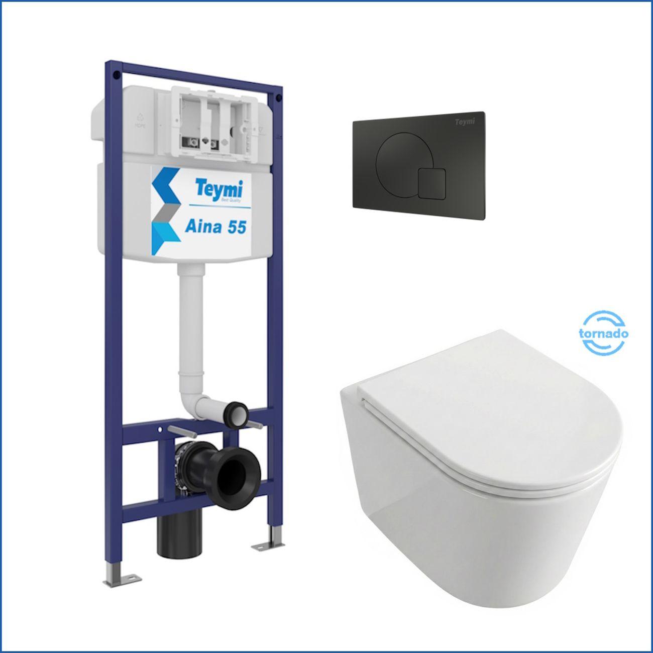 Комплекты для монтажа унитаза Teymi Lori Media Vortex кнопка черная F17408