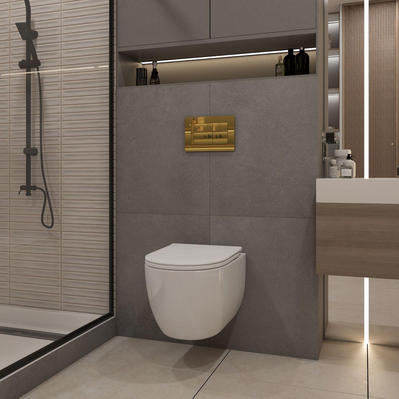 Комплекты для монтажа унитаза Teymi Lori Media Vortex кнопка золото F17410