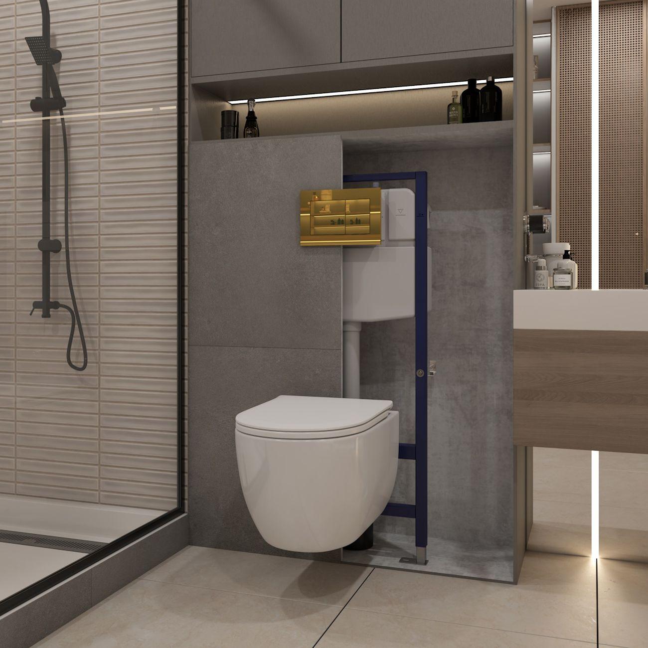 Комплекты для монтажа унитаза Teymi Lori Media Vortex кнопка золото F17410