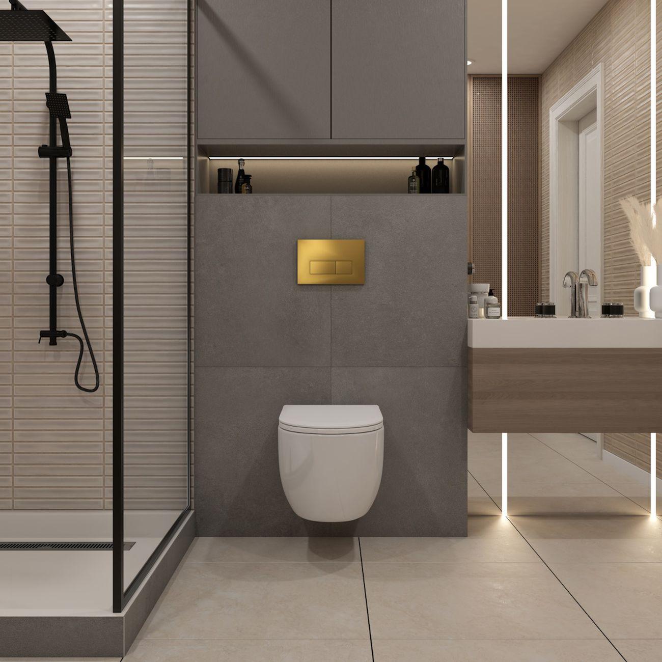 Комплекты для монтажа унитаза Teymi Lori Media Vortex кнопка золото F17411