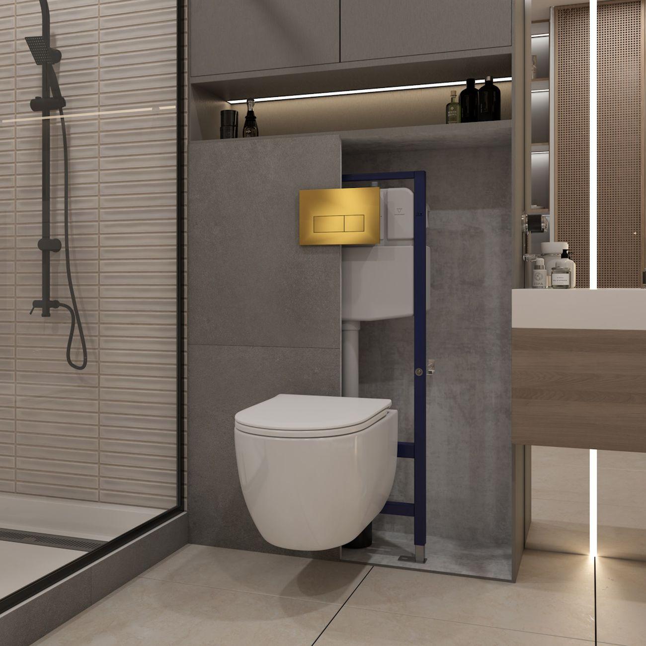 Комплекты для монтажа унитаза Teymi Lori Media Vortex кнопка золото F17411