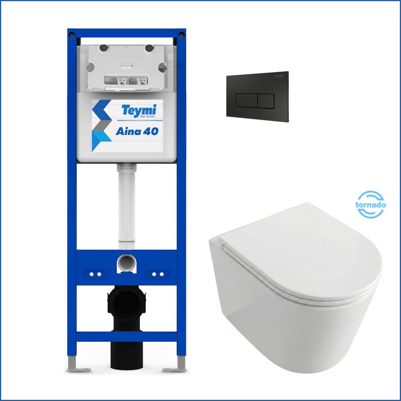 Комплекты для монтажа унитаза Teymi Lori Media Vortex кнопка черная F17413