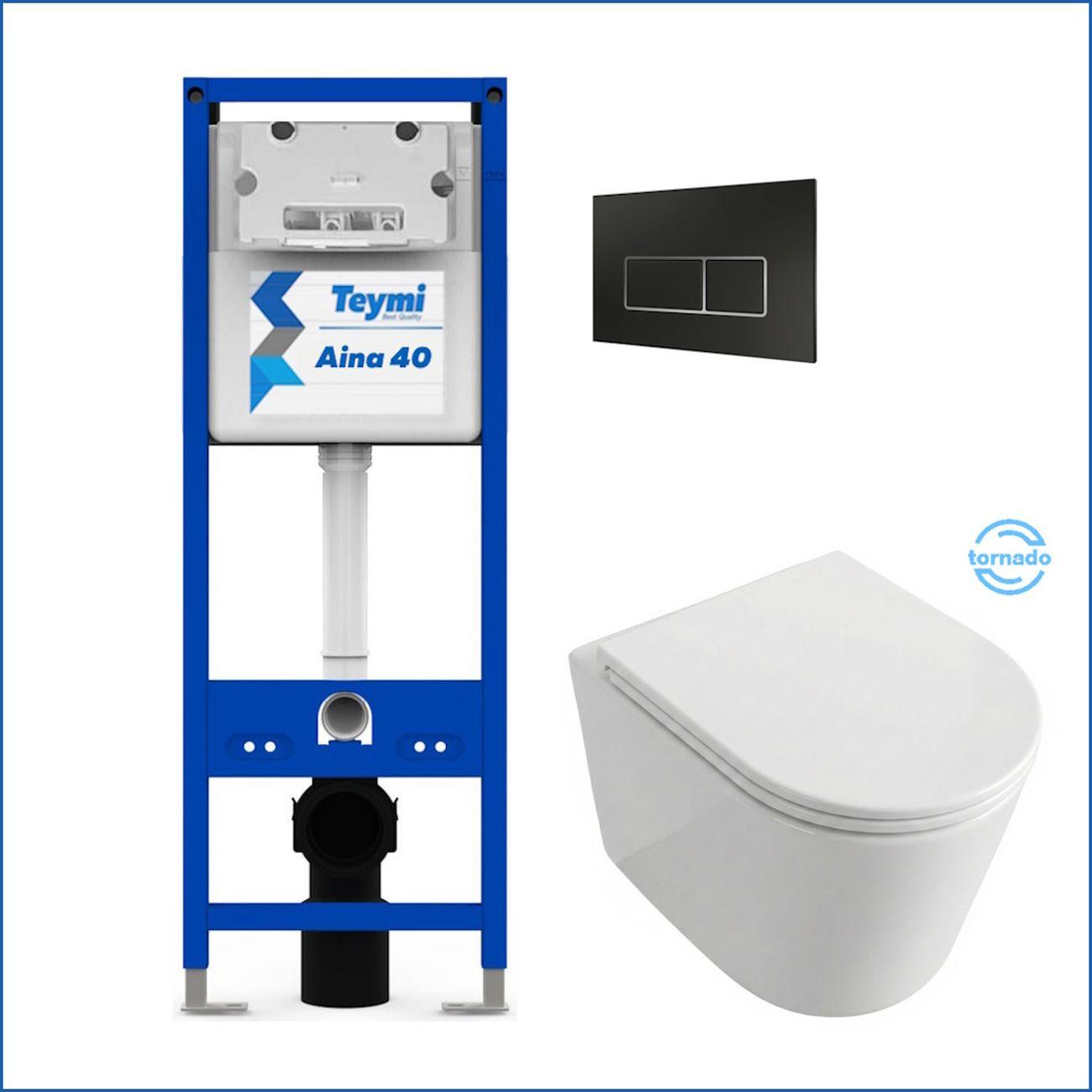 Комплекты для монтажа унитаза Teymi Lori Media Vortex кнопка черная/хром F17416