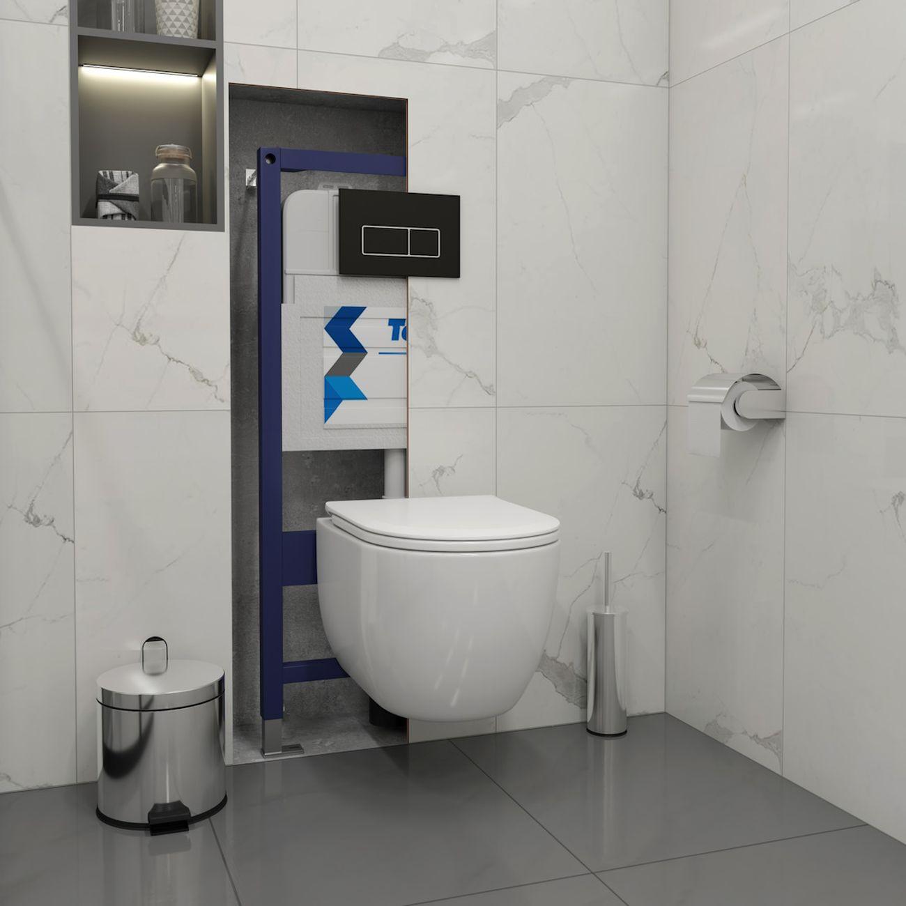 Комплекты для монтажа унитаза Teymi Lori Media Vortex кнопка черная/хром F17416