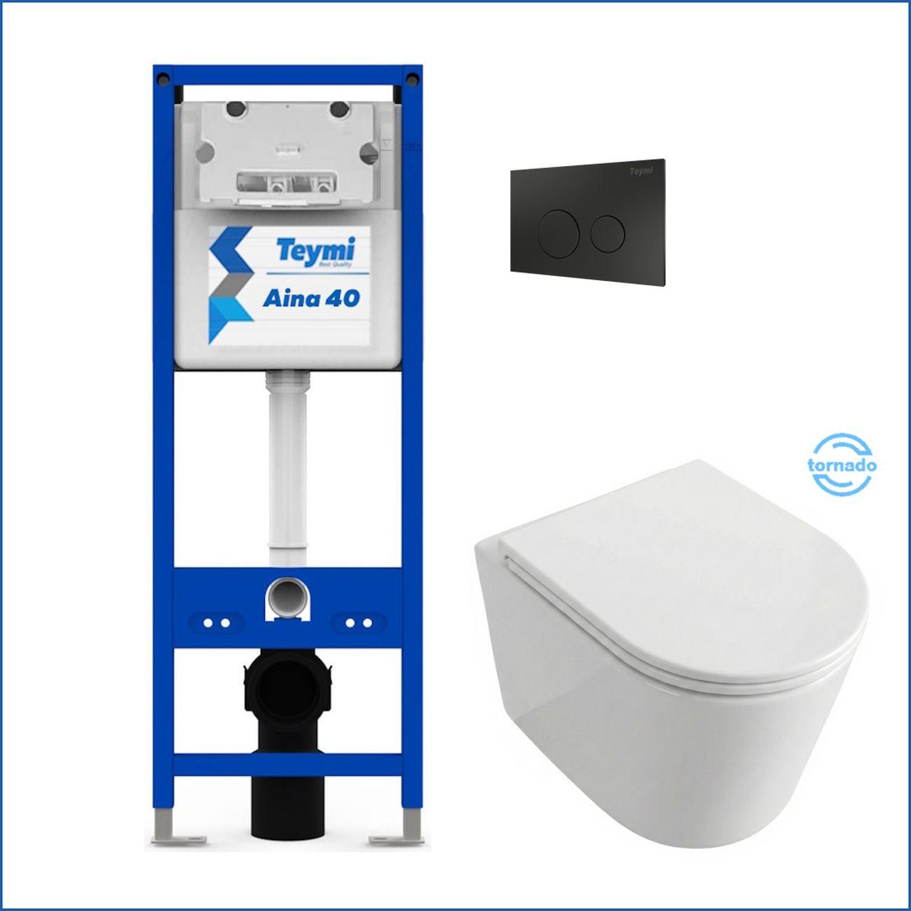 Комплекты для монтажа унитаза Teymi Lori Media Vortex кнопка черная F17419