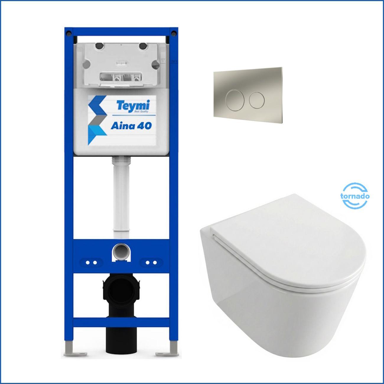 Комплекты для монтажа унитаза Teymi Lori Media Vortex кнопка нержавеющая сталь F17421