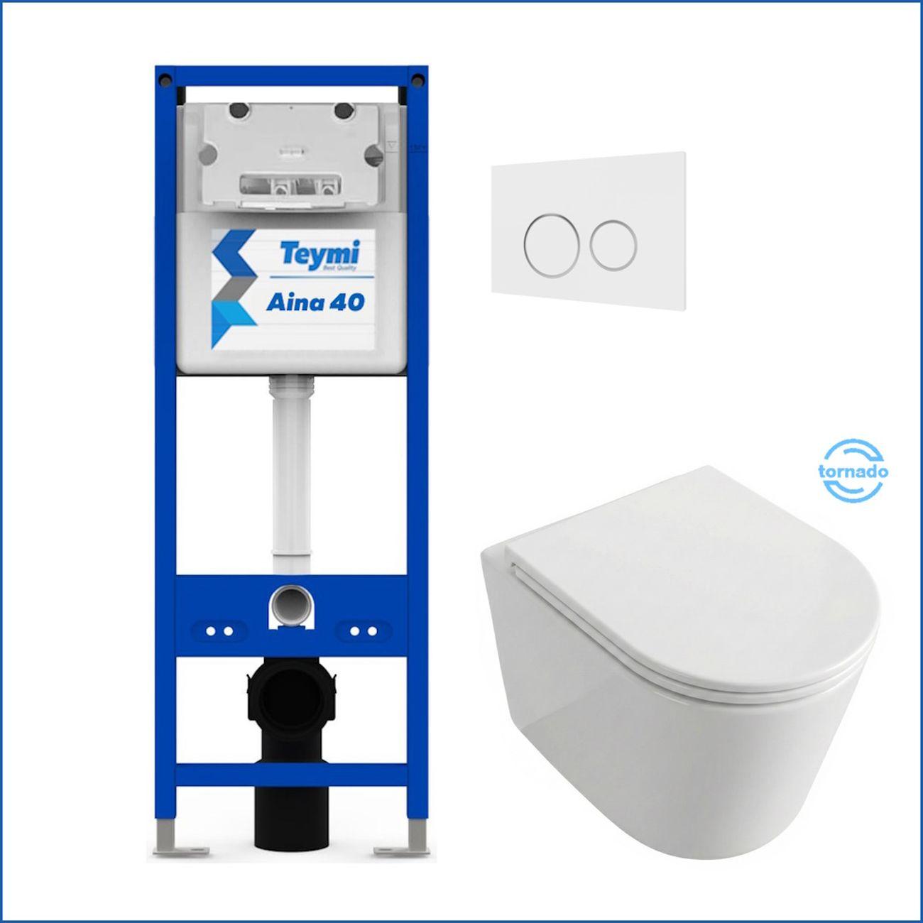 Комплекты для монтажа унитаза Teymi Lori Media Vortex кнопка белая/хром F17423