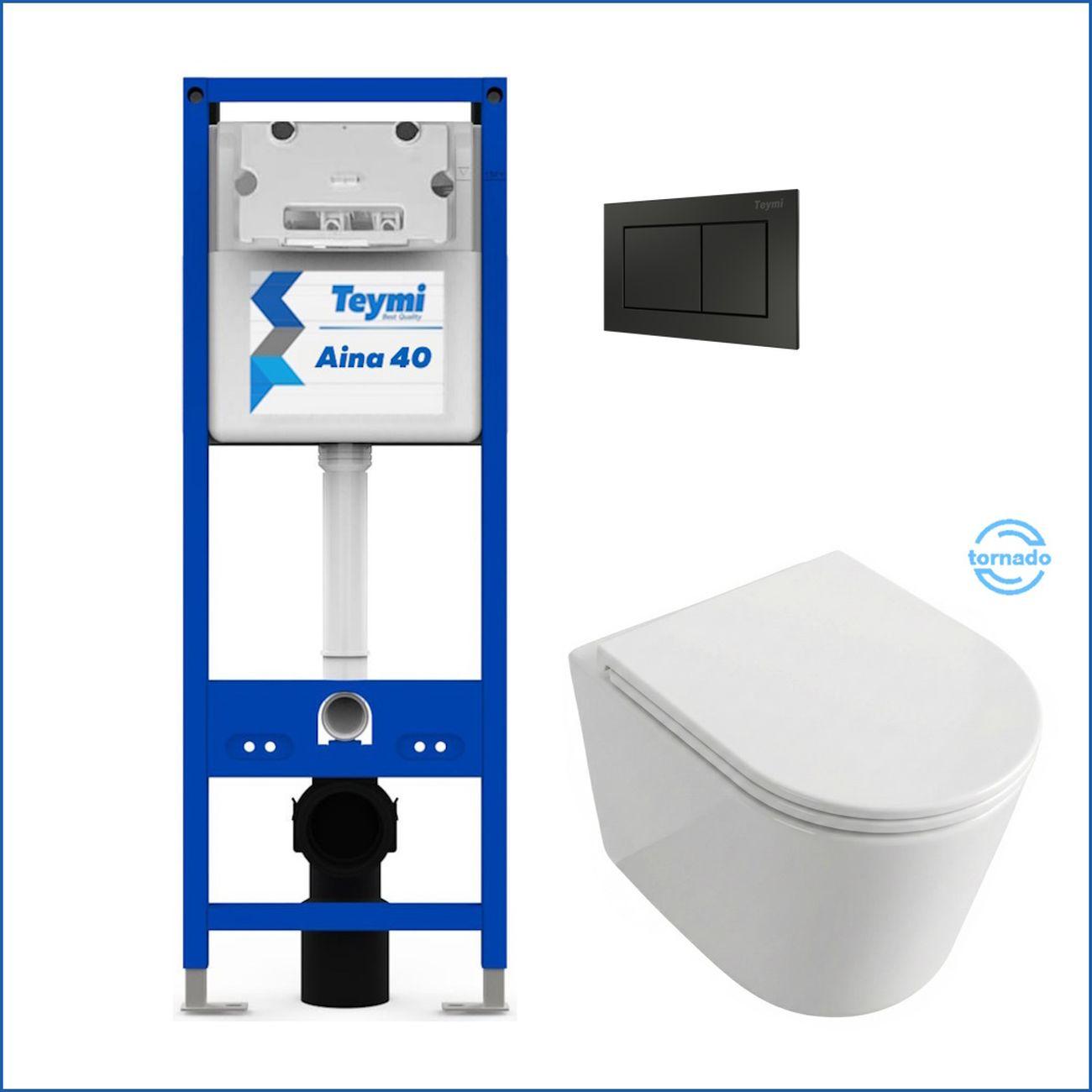 Комплекты для монтажа унитаза Teymi Lori Media Vortex кнопка черная F17425