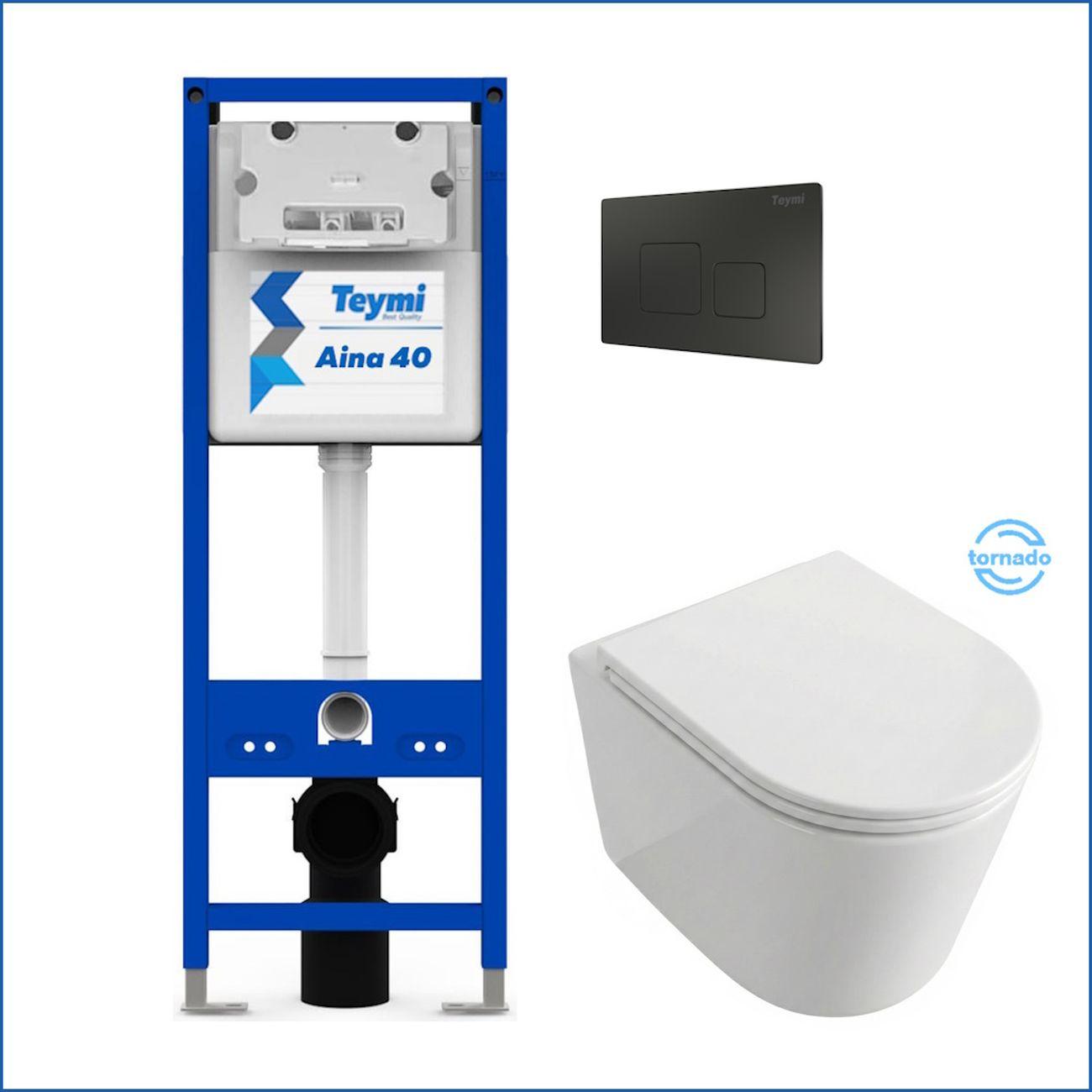 Комплекты для монтажа унитаза Teymi Lori Media Vortex кнопка черная F17429