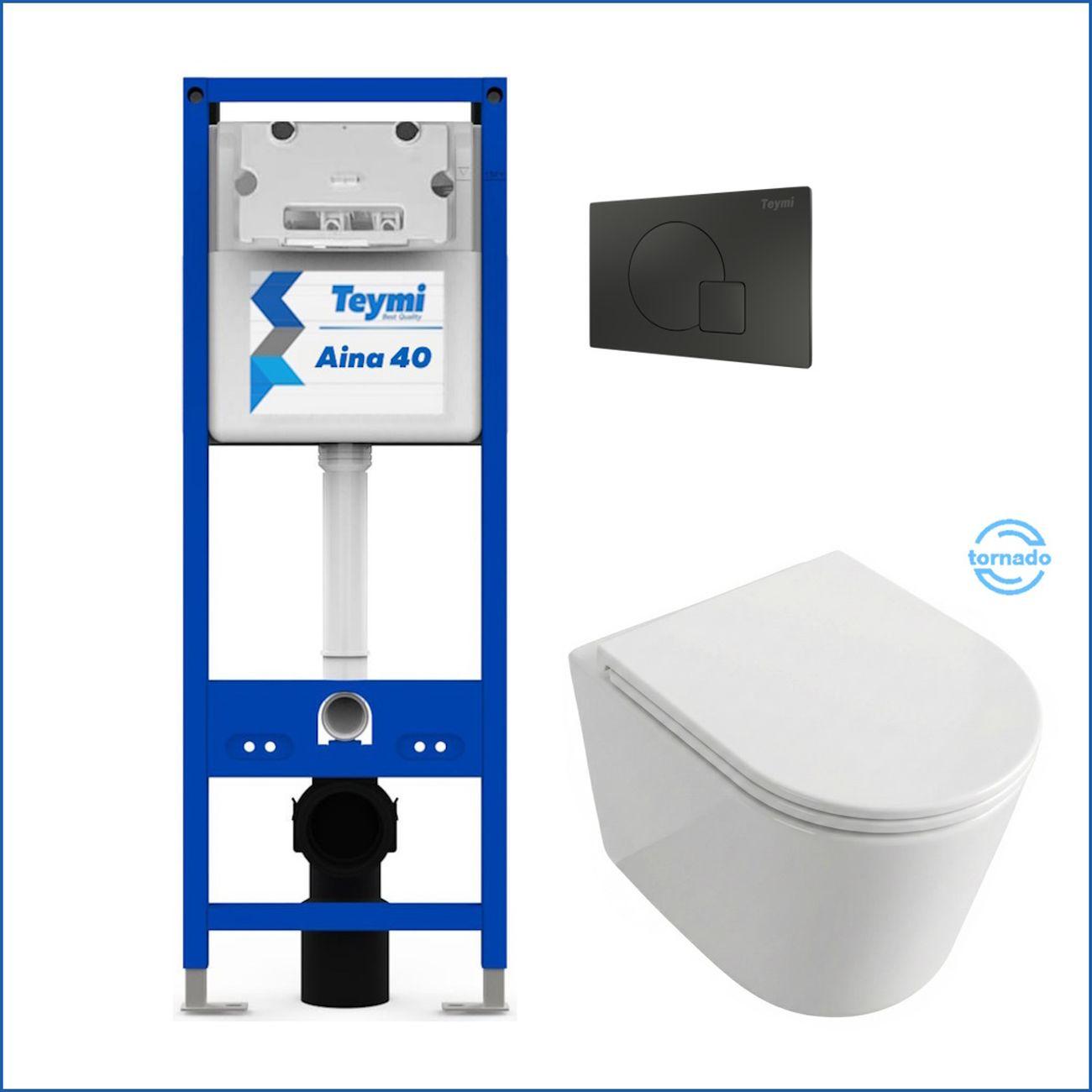 Комплекты для монтажа унитаза Teymi Lori Media Vortex кнопка черная F17432