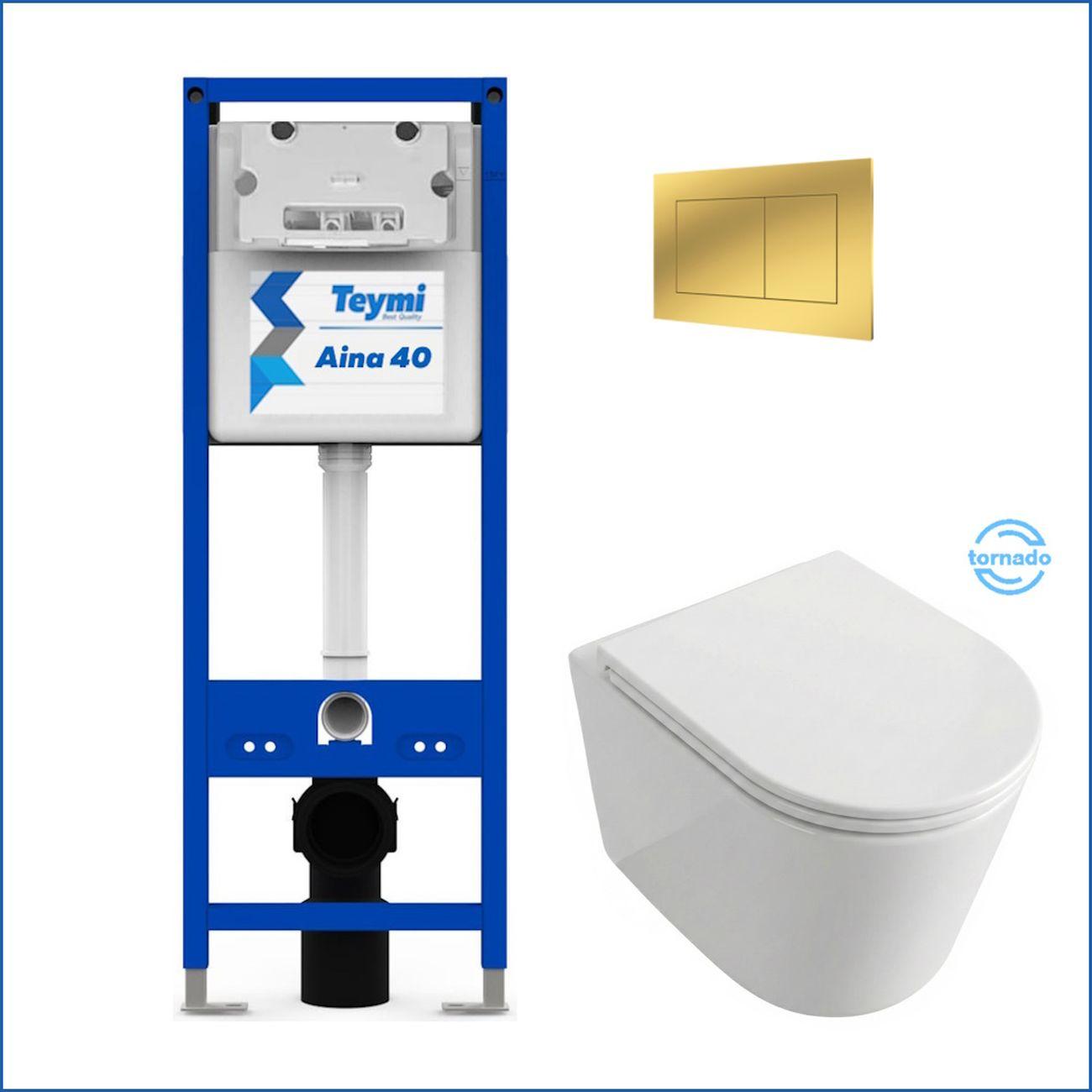 Комплекты для монтажа унитаза Teymi Lori Media Vortex кнопка золото F17434