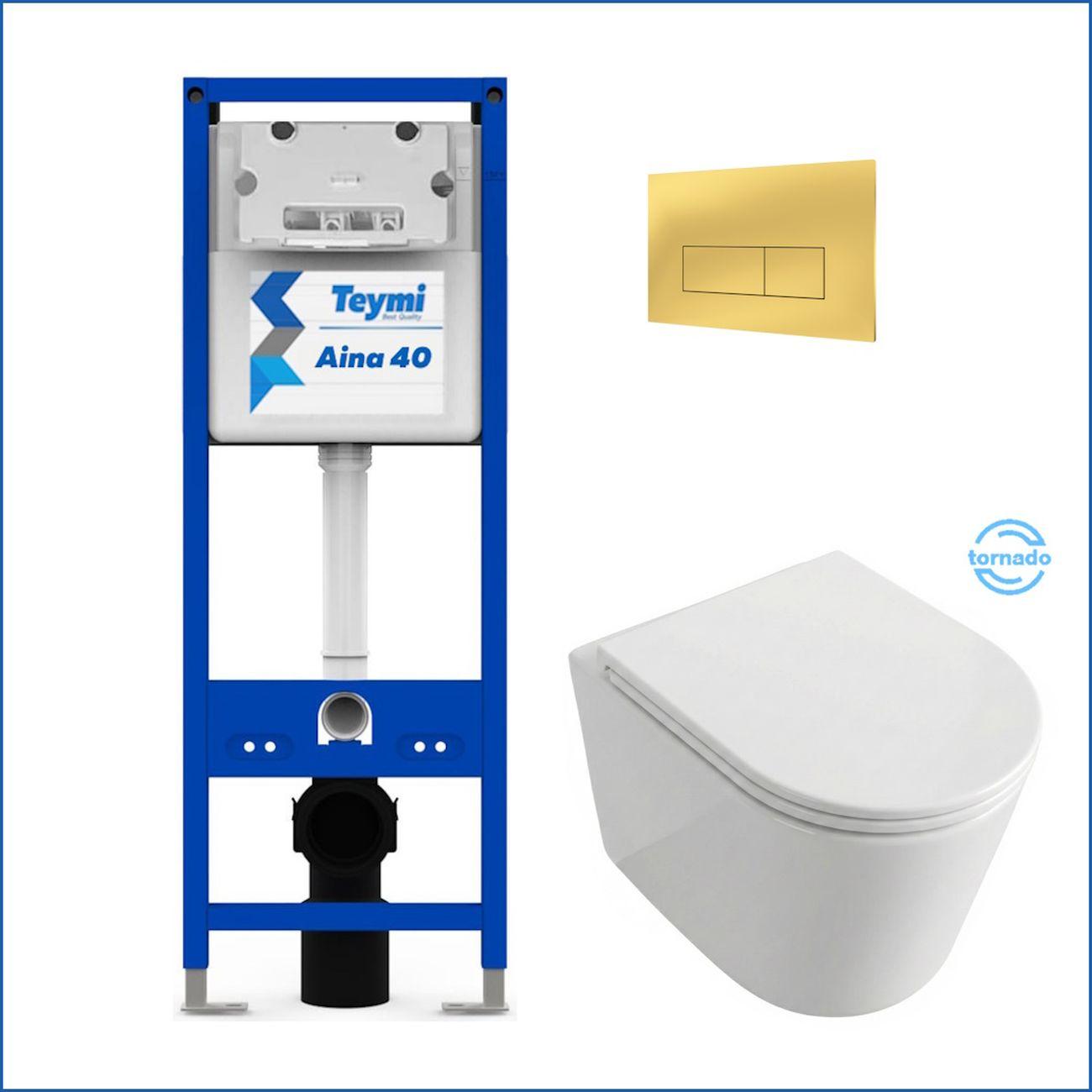 Комплекты для монтажа унитаза Teymi Lori Media Vortex кнопка золото F17435