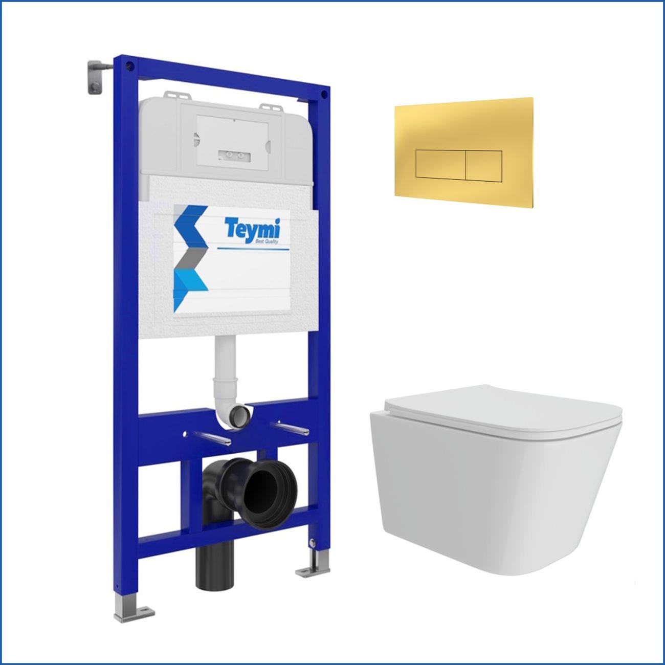 Комплекты для монтажа унитаза Teymi Helmi Pro кнопка золото F16155