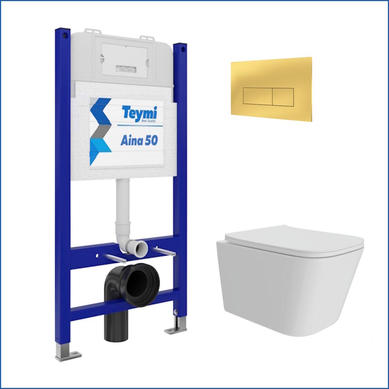 Комплекты для монтажа унитаза Teymi Helmi Pro кнопка золото F16156